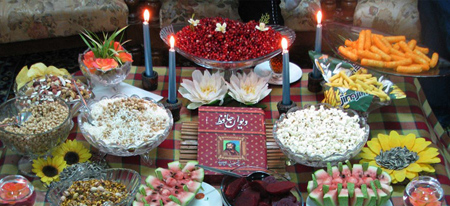 سفره شب چله, چیدمان میز شب یلدا