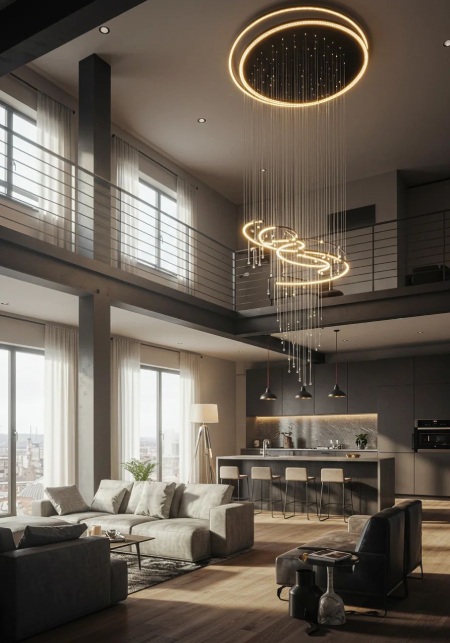 طراحی لوسترهای مدرن برای سقف های بلند نمونه هایی از لوسترهای مدرن برای سقف های بلند
