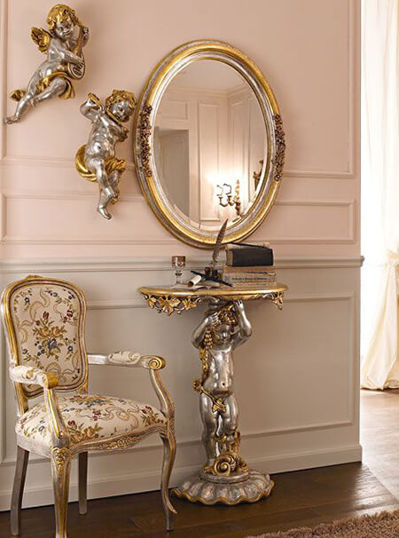 مدل آینه شمعدان دیواری, مدل آینه و کنسول دیواری