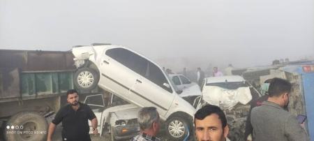 تصادف زنجیره ای جاده بهبهان،اخبار حوادث،خبرهای حوادث تصادف زنجیره ای جاده بهبهان،اخبار حوادث،خبرهای حوادث