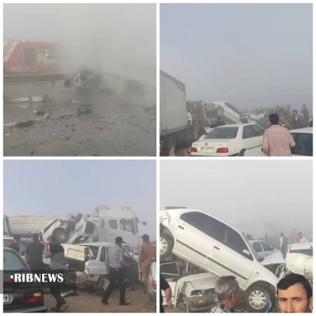 تصادف زنجیره ای جاده بهبهان،اخبار حوادث،خبرهای حوادث تصادف زنجیره ای جاده بهبهان،اخبار حوادث،خبرهای حوادث