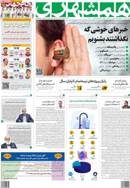  عناوین روزنامه ها, روزنامه های امروز