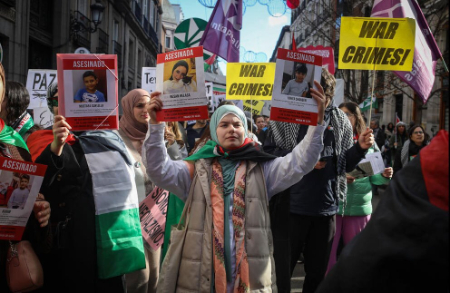 عکسهای جالب,عکسهای جذاب,تظاهرات حامیان فلسطین در شهر مادرید اسپانیا 