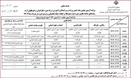 برنامه امتحانات نهایی خردادماه ۱۴۰۳،اخبار اجتماعی،خبرهای اجتماعی برنامه امتحانات نهایی خردادماه ۱۴۰۳،اخبار اجتماعی،خبرهای اجتماعی