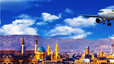 A-View-Of-Holy-Shrine-In-Mashhad-City-In-Iran-And-A-Plane-Passing-Through-The-Sky- A-View-Of-Holy-Shrine-In-Mashhad-City-In-Iran-And-A-Plane-Passing-Through-The-Sky-