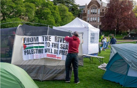 عکسهای جالب,عکسهای جذاب,برپایی چادرهای تحصن دانشجویان حامی فلسطین 