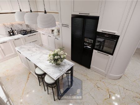 کابینت نئوکلاسیک سفید صدفی مات نیمارکی کابینت نئوکلاسیک سفید صدفی مات نیمارکی
