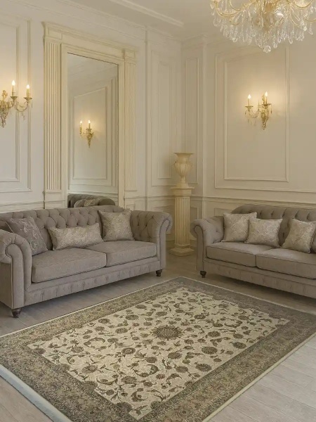 خرید انواع فرش کرم رنگ کاشان در قالیکا