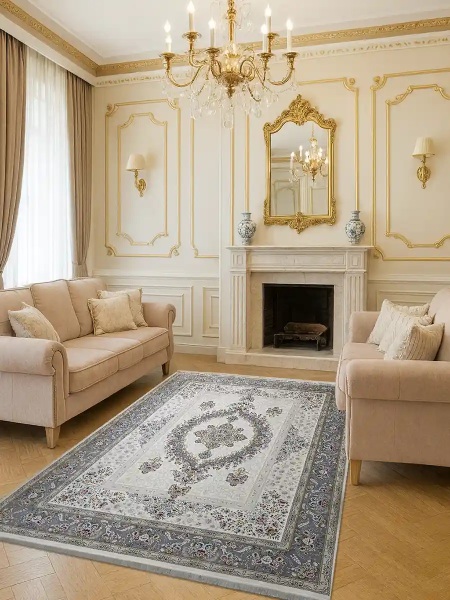 فرش رنگ کرم و ست آن با دکوراسیون داخلی