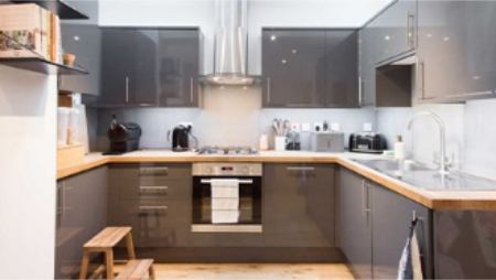 کابینت هایگلاس طوسی براق