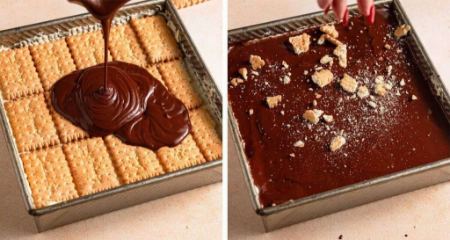 طرز تهیه کیک یخچالی ساده با بیسکویت پتی بور طرز تهیه کیک یخچالی ساده با بیسکویت پتی بور