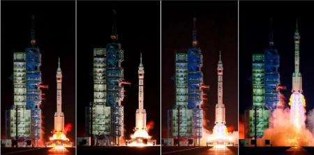 عکسهای جالب,عکسهای جذاب,اعزام 3 فضانورد چینی به ایستگاه فضایی بین المللی