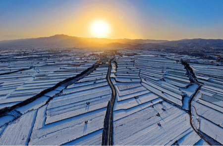 عکسهای جالب,عکسهای جذاب,شالیزارهای پوشیده از برف در شمال چین