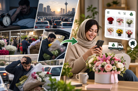 چالش خرید گل در کلانشهرها؛ از ترافیک بازار تا سفارش هوشمند اینترنتی چالش خرید گل در کلانشهرها؛ از ترافیک بازار تا سفارش هوشمند اینترنتی