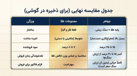 جدول فرق طلا و جواهر جدول فرق طلا و جواهر