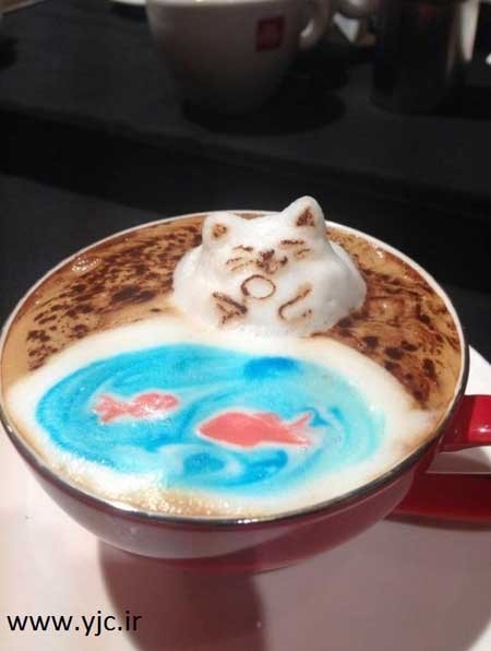 نقاشی سه بعدی روی قهوه