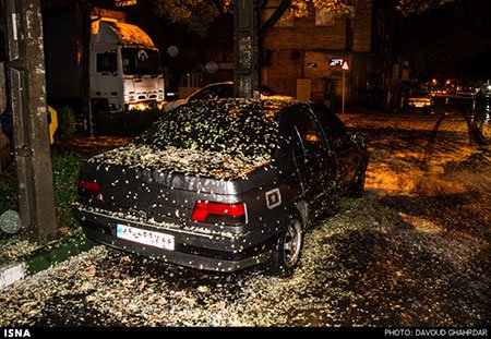 اخبار,اخباراجتماعی , بارش تگرگ در تهران 