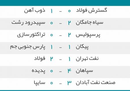 اخبار,اخبار ورزشی,نتایج نهایی هفته هفدهم لیگ برتر فوتبال