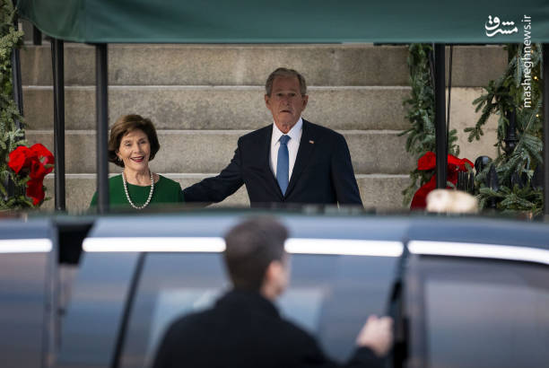 اخبار,عکس خبری,استقبال جرج دبلیو بوش از ترامپ و همسرش