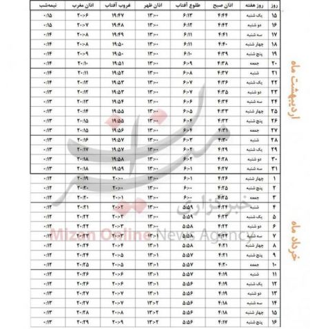  اخبار اجتماعی ,خبرهای اجتماعی, اوقات شرعی 