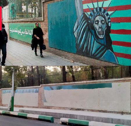 اخبار,اخبار سیاست خارجی,رنگآمیزی دیوار سفارت سابق آمریکا در تهران اخبار,اخبار سیاست خارجی,رنگآمیزی دیوار سفارت سابق آمریکا در تهران