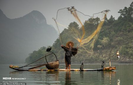 اخبار,اخبارگوناگون, صید ماهی به روش ماهیگیر چینی