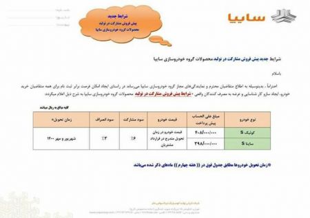 اخبار,اخبار بازار خودرو,طرح پیش فروش جدید سایپا