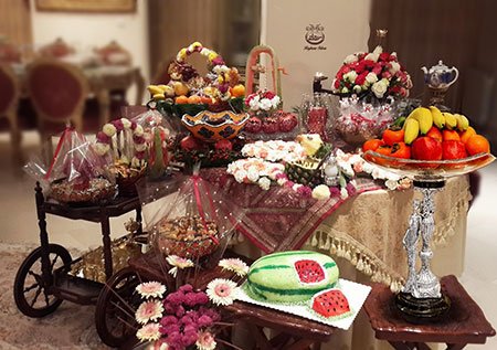 سفره آرایی سفره شب یلدا سفره آرایی سفره شب یلدا,تزیین سفره شب یلدای عروس,تزیین سفره شب یلدا